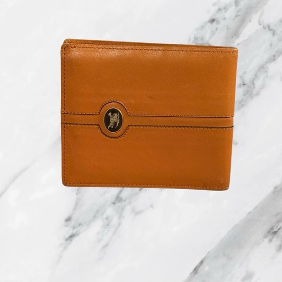 Burberry Vintage Tan Leather Bifold Mens Wallet with Nova Check Coin Pocket - Picture 1 of 12